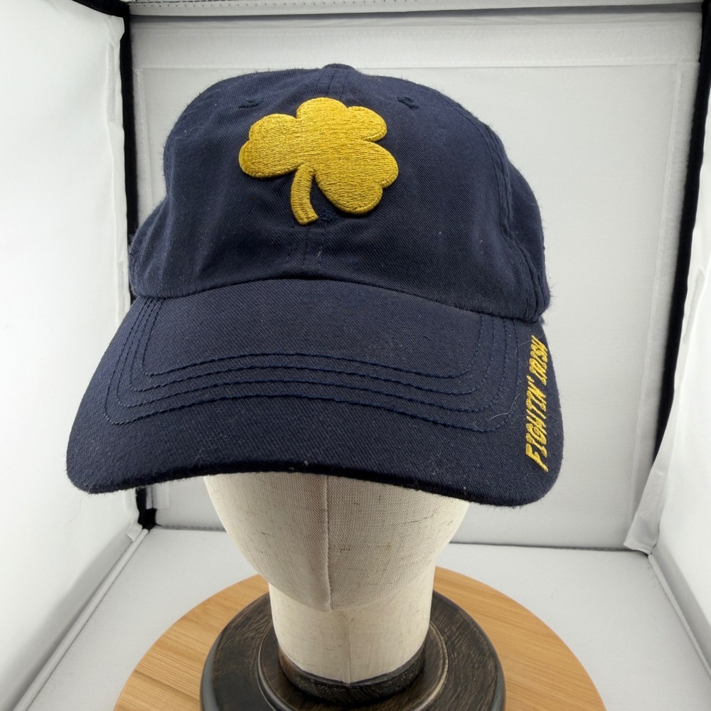 Notre Dame Fighting Irish Hat Top of the World Navy Blue Shamrock Adjustable Cap